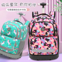 Best Selling Travel Trolley Kids Rolling Backpack 18 inch Boys and Girls Laptop Trolley Backpack School Bag