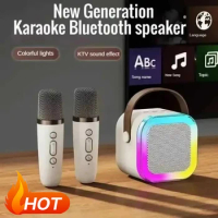 K12 Karaoke Machine Portable Bluetooth 5.3 PA Speaker System with 1-2 Wireless Microphones Family Singing Children's Gifts New