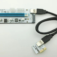 New VER008S 3 in 1 Molex 4Pin SATA 6PIN PCIE PCI-E PCI Express Riser Card 1x to 16x USB 3.0 Cable For Mining Bitcoin Miner BTC