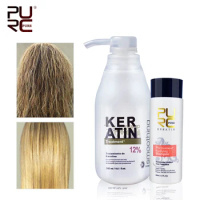 PURC Brazilian Straightening Keratin 300ml 12% Formalin Treatment &amp; Purifying Shampoo Repair Dry Damage Hair Care Products