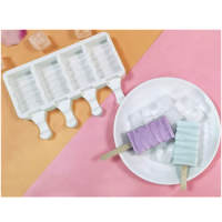 Silicone Ice Cream Makers 4 Cell Ice Cube Tray Food Safe Popsicle Molds DIY Homemade Freezer Ice Lolly Mould Home kitchen tools
