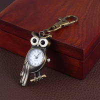 Necklace Korean owl pocket watch Key chain pocket watch retro court style watch small bronze pocket watch