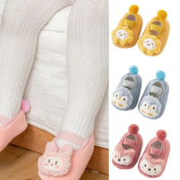 Cartoon Animal Baby Slippers for Warmth and Safety Soft Non-slip Shoes Toddlers Floor Socks Toddlers Warm Walking Shoes