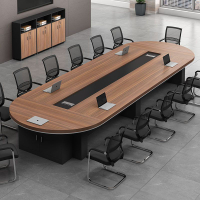 大型會議桌長桌簡約現代橢圓形培訓桌會議室桌椅組合辦公家具
