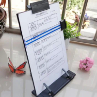 Adjustable Desktop Document Book Reading Stand Holder Bracket Advertise Display Copyholder with Line Guide Ruler and Clip Black