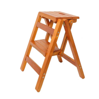 【集簡匠人】折疊多功能實木梯凳 一梯多用(兩層加厚折疊台階梯椅)