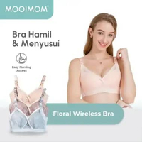 MOOIMOM Floral Wireless Maternity & Nursing Bra Hamil Menyusui nude S