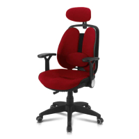 【DonQuiXoTe】韓國原裝Grandeur雙背透氣坐墊人體工學椅紅(人體工學椅)