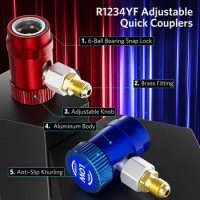 R1234yf Quick Coupler Adapter 1/4 Inch Fitting for AC Refrigerants Mainfold Guage Set Adjustale Fitting AC Charging Hose Connect