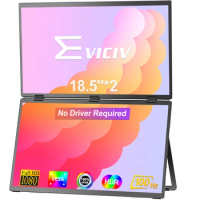 EVICIV 18.5" 100Hz Dual Monitor Portable Monitor for Laptop Screen Extender 1080P 360° Folding Stacked Triple Display with Stand