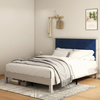 Full/Queen/King Bed Frame, Wood with Wood Headboard Bed Frame with upholstered headboard, Wood Foundation with Wood Slat Support