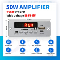 50W Amplifier Bluetooth 5.0 MP3 Decoder Board 12V Wireless Music Player Audio Modul USB TF AUX FM Radio for Speaker Handsfree