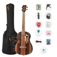 Baritone Ukulele Electric 30 Inch All Blackwood Acoustic Ukelele Kit with Truss Rod with EQ with Gig Bag,Strap,Nylon String 30"