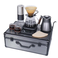 Outdoor Travel Coffee Maker Set with Electric Grinder Glass Dripper Server Steel Coffee Kettle Filter Paper 2pcs Cup Gift Box