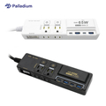 Palladium PD 65W 氮化鎵快充延長線 (4口/3+2孔) 黑色/白色 1.5公尺