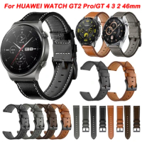 22mm Leather Watch Band for Huawei Watch GT 3 2 Pro/GT 2e/GT3 GT2 GT 4 46mm Strap Watch 4 Pro Replacement Bracelet Wristband