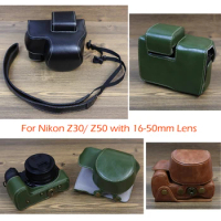 PU leather case Camera Bag Cover Pouch for Nikon Z30 Z50 with 16-50mm lens Canon EOS R10 18-45 Shoulder Strap