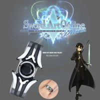 Game Sword Art Online Finger Ring Jewelry Cartoon Figure Kirito Theme Rhinestone Adjustable Rings Cosplay Props Jewelry for Fans