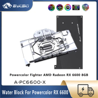 Bykski rx 6600 Water Block For Powercolor Fighter AMD Radeon RX 6600 8GB,Video Card Watercooling PC Watercooling Custom