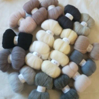 wfpfbec diy wool roving fiber combed 100% wool merino needle felting doll set wool for felting 17colors 5g/color