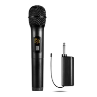 Handheld Wireless UHF Microphone System with Portable Receiver 1/4inch Output for Karaoke System KTV Church Wedding