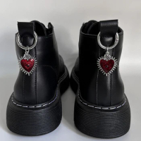 Enamel Rose Flowers Heart Martin Boots Accessories Holder Gothic Devil's Eye Love Shoe Buckle Jewelry Dark Metal Pendant