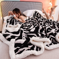 豹紋羊羔絨毛毯春秋空調毯子單人辦公室午睡毯冬季加厚牛奶珊瑚絨