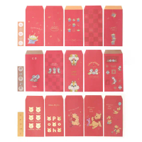迪士尼紅包袋5入組 附貼紙- Norns Original Design 小熊維尼 奇奇蒂蒂  玩具總動員三眼怪 Disney新年紅包袋 結婚紅包袋 燙金紅包袋-小熊維尼