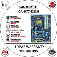 Bo mạch chủ Gigabyte GA H77 DS3H đã qua sử dụng, 32 GB, socket LGA 1155, bộ nhớ DDR3, chuẩn ATX, đã 