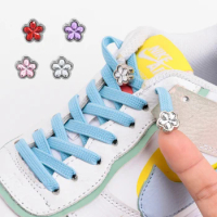 Flat Shoelaces Without Ties Elastic Shoe Laces For sneakers Plum shaped crystal lock Lazy Shoe Laces rubber band 1 Pair