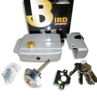 【鳥牌】BIRD 電鎖 正鎖 內開型 鋁製 斜鎖舌 自動鐵門鎖 鐵門鎖 機械鎖
