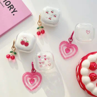 Case For Samsung Galaxy Buds Live Buds2 Buds Pro Protective Earphone Cover For Samsung Galaxy Buds 2 with Cherry Heart Bracelet