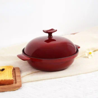 22cm Enameled Cast Iron Dutch Oven Pot Red Saucepan Seafood Steamer Pot