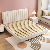 優樂悅~輕奢軟包現代簡約雙人床1.8米主臥婚床意式極簡奶油風粉色公主床