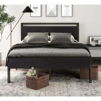 Bed frame, queen size bed frame, wooden headboard and foot rests, queen size storage bed frame