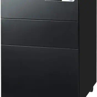 DEVAISE 3-Drawer Mobile File Cabinet with Smart Lock Pre-Assembled Steel Pedestal Under Desk Black