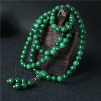 藏傳天然加色綠瑪瑙珠手串項鏈翡翠祖母綠天然瑪瑙男女手串項鏈1入
