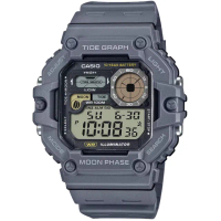 【CASIO 卡西歐】卡西歐十年電力潮汐月相多功能電子錶-灰藍(WS-1700H-8A)