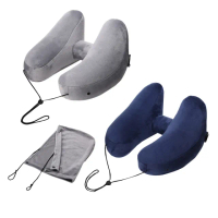 【SUNLY】H型帶帽快速充氣頸枕 辦公室遮光午睡枕 趴睡枕 充氣U型枕 飛機枕 護頸枕
