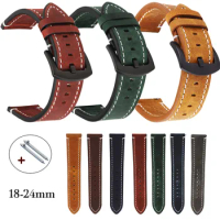 Retro Genuine Leather Watch Strap 18mm 19mm 20mm 21mm 22mm 24mm Cowhide Watch Band Quick Release Replacement Wristbands