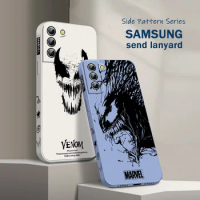 Marvel Venom Phone Case For Samsung S22 S21 S20 FE S10 Note 20 10 Ultra Lite Plus Liquid Left Rope Cover