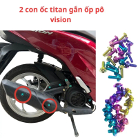 ốc titan salaya gắn ốp pô xe vision lên màu cực đẹp hàng sịn chất lượng cao