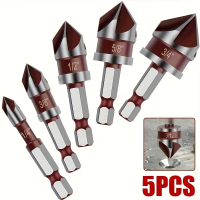 5-piece high-speed steel countersink drill bit set (equipped with 1/ 4inch ,3/ 8inch ,1/ 2inch ,5/ 8