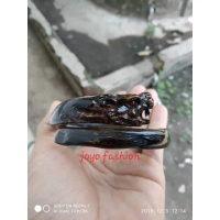GELANG AKAR BAHAR HITAM LENTUR UKIR MACAN KUMBANG