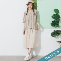 betty’s貝蒂思　鬆緊腰口袋印花長裙(卡其)