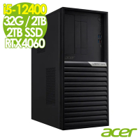 Acer Veriton VK4690G 商用電腦 (i5-12400/32G/2TB+2TB SSD/RTX4060-8G/W11P)