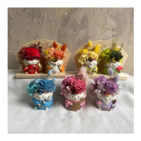 【OSTARA FLORIST 奧斯塔拉花藝】招財貓小盆花賀禮(永生花、玫瑰花、新年、招財貓、賀年、生日禮)