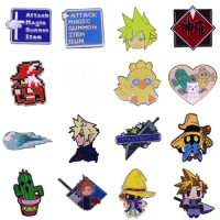 High Quality Game Enamel Pin Cloud Strife Buster Sword Meteor Chocobo Red Mage Vivi Badge Shinra Attack Menu Gamer Brooches Gift
