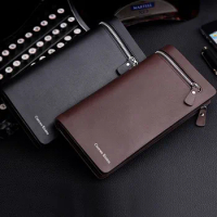 New Luxury Business Bifold Men's Leather Wallet with Zipper Coin Pocket Card Holder Multifunctional Purse for Man Clutch Bag