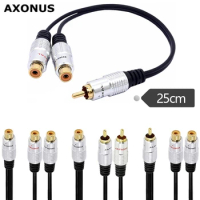 Lotus RCA audio cable gold-plated RCA male to 2RCA female extension cable audio extension cable dual lotus cable 0.25m